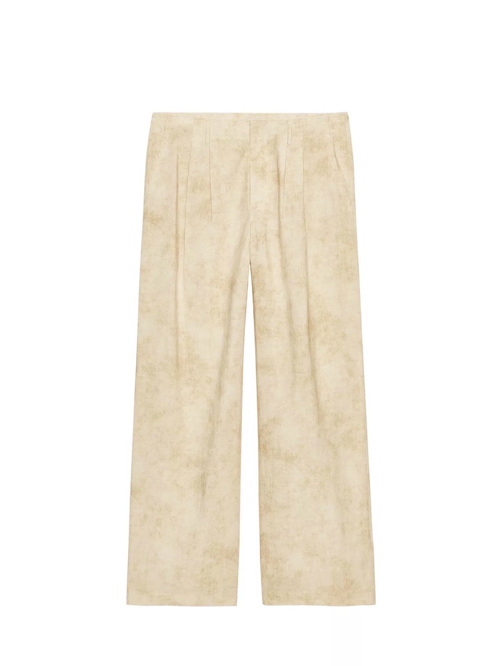 Zara Straight-Leg Linen Blend Pants in Light Tan